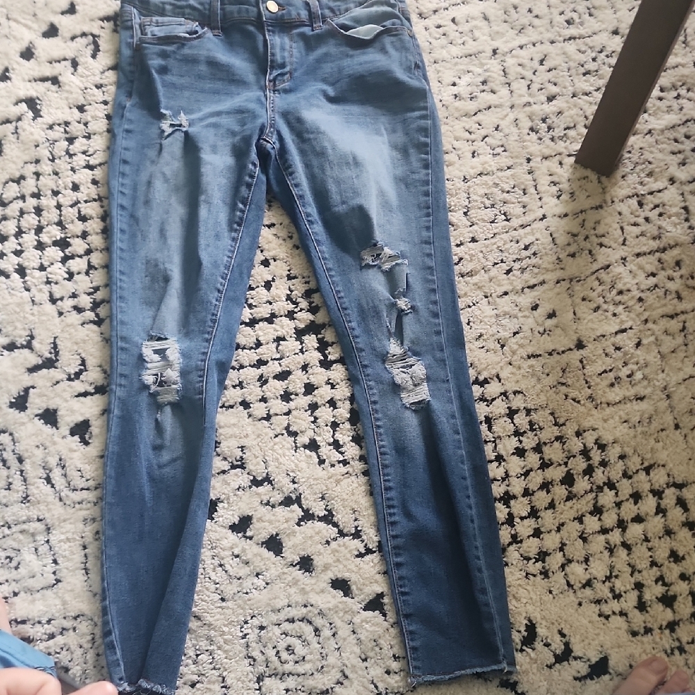 True Craft Blue Skinny Jeans with Distressed Details